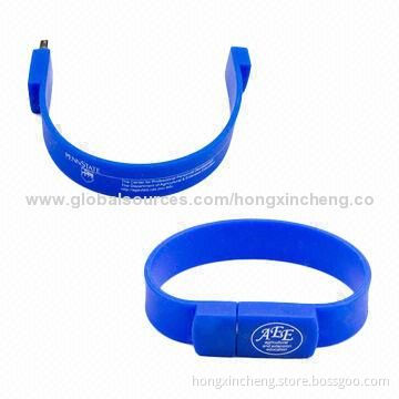 USB Silicone Wristband Flash Drives, Can Preload Files to USB, CE, FCC and RoHS Marks